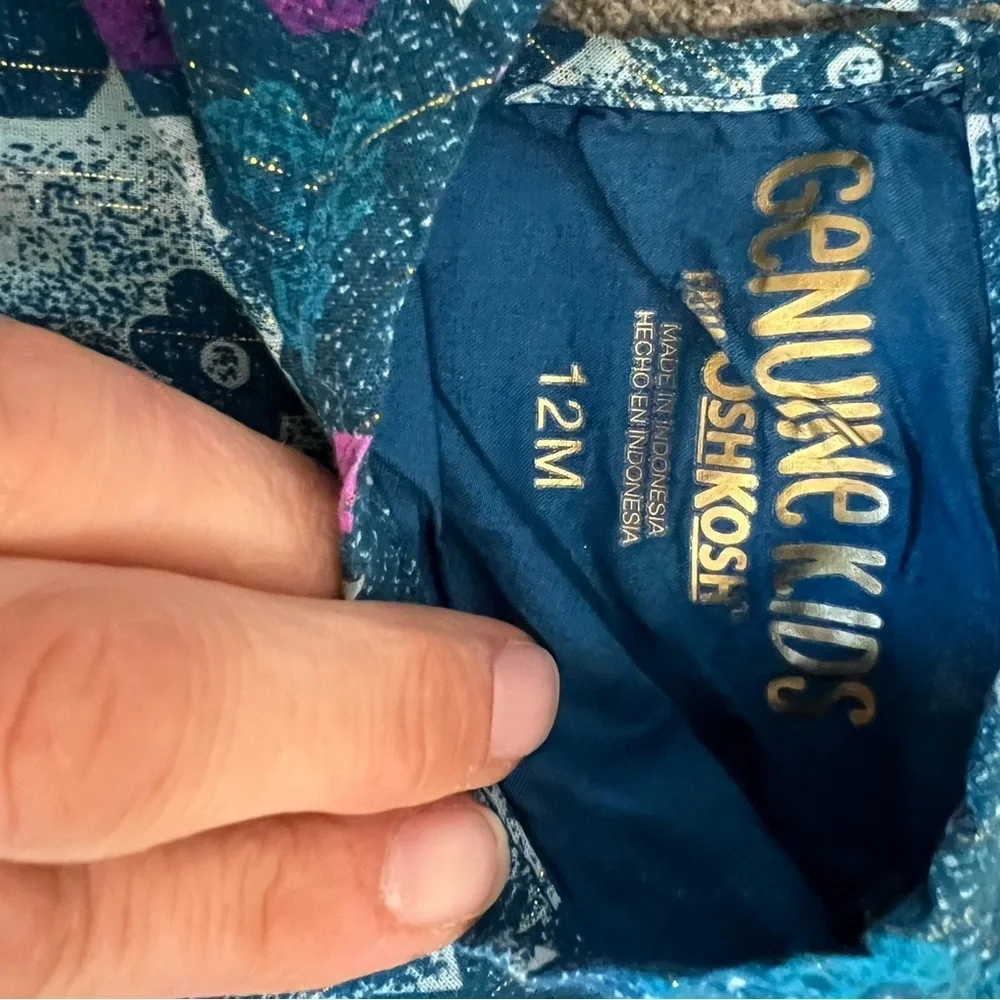 Genuine kids by OshKosh printed dress with gold details 12 months NWT chambray